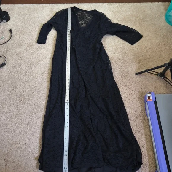 Torrid Black Lace Dress Size 2 Plus Midi V Neck Gothic Witchy 2X 3/4 sleeve - Picture 9 of 12